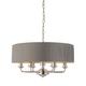 ENDON 94397 Classic Modern Highclere 6 Light 40W E14 LED Height Adjustable Pendant Ceiling Light in Bright Nickel Plated Finish & Wrapped Charcoal Fabric Shade
