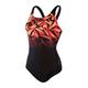 Speedo Women's Hyperboom Placement Muscleback Swimsuit, Black/Lava Red/Siren Red, 38