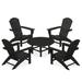 POLYWOOD® Nautical 5-Piece Adirondack Outdoor Chair Conversation Set Plastic in Black | Wayfair PWS705-1-BL