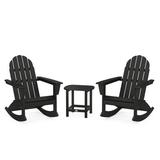POLYWOOD® Vineyard 3-Piece Adirondack Rocking Chair Set w/ South Beach 18" Outdoor Side Table Plastic in Black | Wayfair PWS711-1-BL