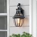 Beachcrest Home™ Brass Motion Sensing Outdoor Wall Lantern w/ Dusk To Dawn Brass/Glass/Metal in Black | 13.25 H x 7 W x 7 D in | Wayfair