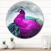 Dakota Fields Peacock w/ Bright Purple Plumage & Violet Tail - Unframed Graphic Art Metal in Blue/Gray/Green | 36 H x 36 W x 1 D in | Wayfair