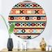 Corrigan Studio® Blue Orange & Blac Flower Striped Pattern - Patterned Circle Wall Art in Black/Blue/Orange | 11 H x 11 W x 1 D in | Wayfair