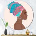 Rosdorf Park African American Woman in Turban - Unframed Print on Metal in Blue/Brown/Pink | 36 H x 36 W x 1 D in | Wayfair