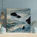 Rosecliff Heights Sea Waves Crashing On Rocks - 1 Piece Square Graphic Art Print On Wrapped Canvas in Blue | 16 H x 16 W x 2 D in | Wayfair