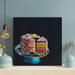 Latitude Run® Sliced Cake Top w/ Star Raisins On Cake Stand - 1 Piece Square Graphic Art Print On Wrapped Canvas in Black/Red | Wayfair
