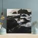 Highland Dunes Black Rock Formation On Sea During Daytime 1 - 1 Piece Square Graphic Art Print On Wrapped Canvas in Black/White | Wayfair