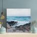 Highland Dunes Gravel Beach And The Sea - 1 Piece Square Graphic Art Print On Wrapped Canvas Metal in Blue/Green | 32 H x 32 W x 2 D in | Wayfair