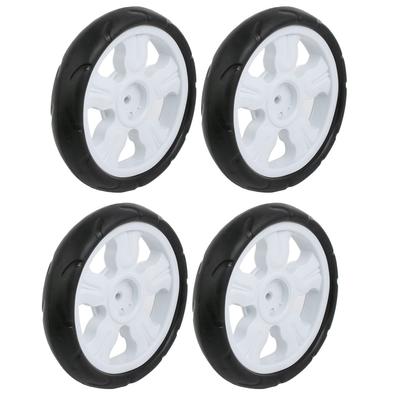 4pcs 190mm Dia Plastic Single Wheel Pulley Rolling Roller White 8x25mm - Black, White