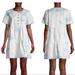 Madewell Dresses | Madewell Tie-Dye Button-Front Short-Sleeve Tiered Mini Dress Size Xxs | Color: Blue/White | Size: Xxs