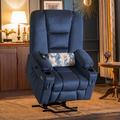 Latitude Run® 34.6" Wide Power Lift Assist Standard Recliner w/ Massager Polyester in Blue | 45.6 H x 34.6 W x 41 D in | Wayfair