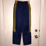 Adidas Bottoms | Adidas 3 Stripe Pants Navy With Mustard Stripes | Color: Blue/Gold | Size: Lb