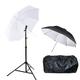 Photography Umbrella Hot Shoe Kit Professional Kit with 2m Stand and Carrying Bag, 33" 84cm Soft White Umbrella Black Silver Reflective Umbrella Lighting for Studio Photo Video Portrait Photography