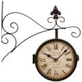 Decoration D ’ Autrefois - Horloge De Gare Ancienne Double Face Jardin de Monceau 16cm - Fer Forgé