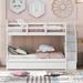 Harriet Bee Delijan Twin-Over-Twin Bunk Bed w/ Three Drawers For Bedroom Wood in White | 62.2 H x 42.7 W x 94.2 D in | Wayfair