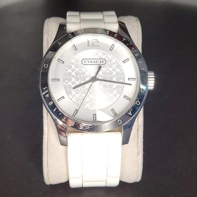 Coach Accessories | Coach Watch White Rubber Band | Color: Silver/White | Size: Os