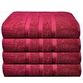 Luxury Bath Sheets Zero Twist Cotton 600 GSM (90 x140cm) Thick & Plush Hotel Quality Large Pool Spa & Hotel Bathroom Bath Towels | Pack Of 4 Cranberry Red,