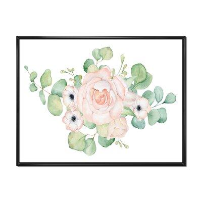 East Urban Home Flowers & Eucalyptus Leaves Bouquet II - Painting on Canvas Metal in Green/Pink | 30 H x 40 W x 1.5 D in | Wayfair