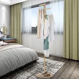 Mercer41 Freestanding Gold Steel Coat Rack w/ Two Hanging Rods Metal in Gray/Yellow | 66.9 H x 15.7 W x 15.7 D in | Wayfair