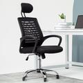 Inbox Zero Chair w/ Floor Protective Carpet, High Back Mesh Ergonomic Computer Seat w/ Adjustable Headrest Upholstered/Mesh, in Black/Brown | Wayfair