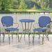 Rosecliff Heights Luttrell Round 2 - Person 23.63" Long Outdoor Dining Set Wicker/Rattan/Mosaic in White/Blue | 23.63 W x 23.63 D in | Wayfair