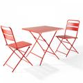 Ensemble table de jardin pliante et 2 chaises acier rouge - Palavas - Rouge