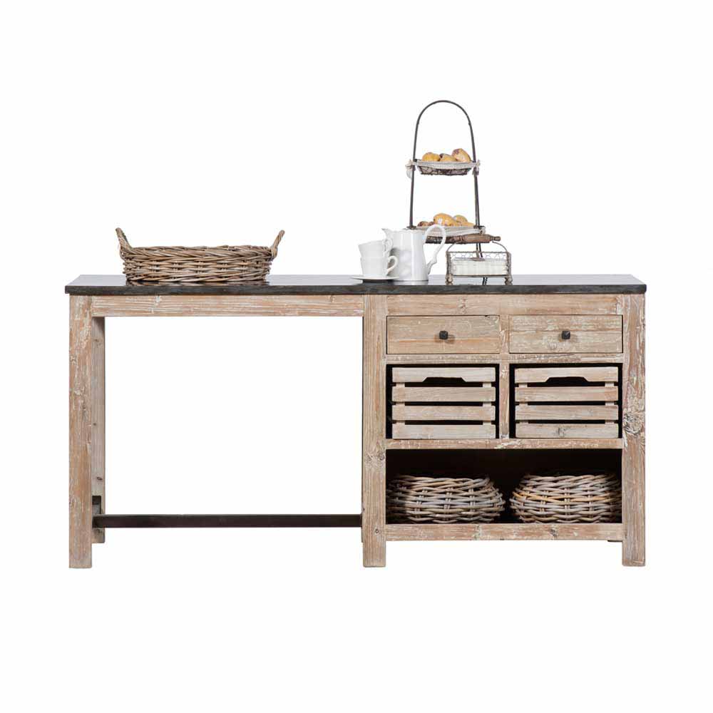 Küchen Arbeitstisch aus Pinie Recyclingholz Landhaus rustikal