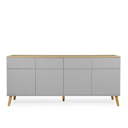 Wohnzimmer Sideboard in Grau und Eiche furniert grifflos