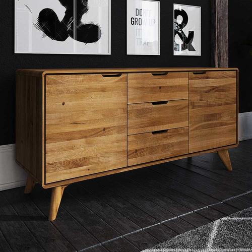 Holz Sideboard aus Wildeiche Massivholz 2 türig