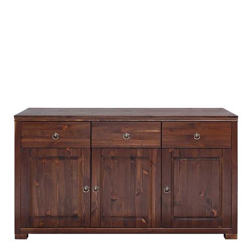 Dunkelbraunes Sideboard aus Kiefer massiv lackiert Landhaus Design