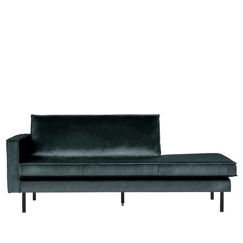 Couch Recamiere in Petrol Samt Retro Look