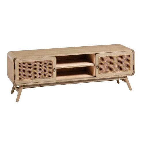 TV Lowboard aus Massivholz und Rattan 150 cm breit