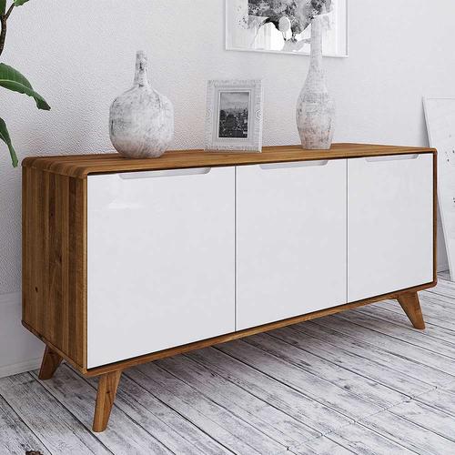 TV Sideboard in Weiß und Wildeiche modern