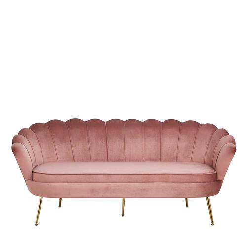 Muschel Couch aus Samt Rosa und Goldfarben