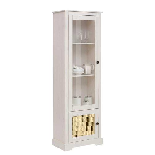 Wohnzimmer Vitrinenschrank in Weiß und Beige Glastür