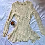 Free People Dresses | Free People Sweater Asymmetric Withe Minidress, Xs Size | Color: White | Size: Xs
