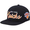 Men's Mitchell & Ness Black New York Knicks Hardwood Classics Script 2.0 Snapback Hat