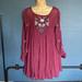 Free People Dresses | Free People Size Small Bohemian Long Sleeve Mini Dress | Color: Purple/Red | Size: S