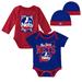 "Newborn & Infant Mitchell Ness Blue/Red New Jersey Nets 3-Piece Hardwood Classics Bodysuits Cuffed Knit Hat Set"