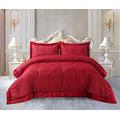 Prime Linens Luxury Tufted Velvet Quilted Bedspread Comforter Set 3 Piece Super Soft Bed Throw Crushed Velvet Edges Bedding Set Coverlet with Pillow cases (King, Burgundy)