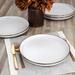 Elama Arthur 6 Piece Stoneware Dinner Plate Set In Matte w/ Gold Rim Ceramic/Earthenware/Stoneware in White | 10.75 W in | Wayfair 950116271M