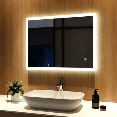 Badspiegel mit LED-Beleuchtung 80x60cm, mit Touchschalter, Kaltweiß-Licht (6500K) - Meykoers Image