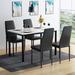 Latitude Run® Modern Style 5-Piece Faux Marble Top Dining Table Set w/ 4 Faux Leather Dining Chairs Wood/Upholstered in Black | Wayfair