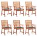 vidaXL Patio Dining Chairs 6 pcs with Cushions Solid Acacia Wood - Brown - 22" x 24.4" x 36.2"