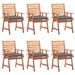 vidaXL Patio Dining Chairs 6 pcs with Cushions Solid Acacia Wood - Brown