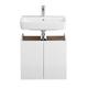 Pelipal Waschbeckenunterschrank Quickset 947 in Weiß Glanz/Rivera Eiche quer Nachbildung, 60 cm breit | Waschbeckenschrank ohne Waschbecken mit 2 Türen