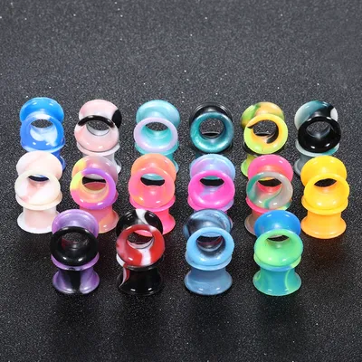 32Pcs/Lot Silicone Ear Gauge Plugs Tunnel Flesh 3-25MM Double Flared Ear Stretcher Expander Earring