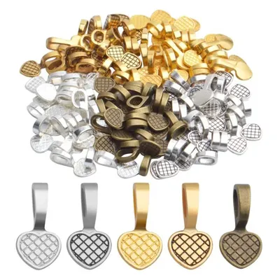 20pcs 19X10MM Heart Glue on Bails Charm Pendant for Jewelry Making Necklace Earring Bail Scrabble Making Supplies