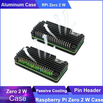 Raspberry Pi Zero 2 W Aluminum Case + Pin Header Screwdriver Passive Cooling Enclouse Heatsink for