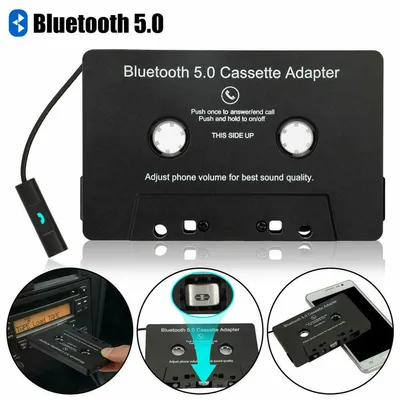 Car Bluetooth 5.0 Tape Cassette Adapter with Microphone 6H Music Time 168H Standby Smartphone